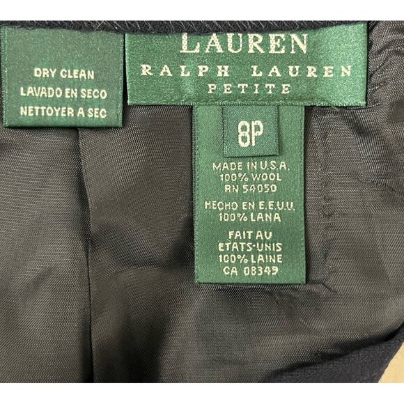 Lauren Ralph Lauren Women's 8P Wool Midi Skirt Navy Blue Corpcore Office Siren - Picture 7 of 9